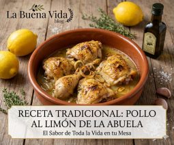 Plato de pollo al limón tradicional con pimientos y cebolla pochada receta de La Buena Vida