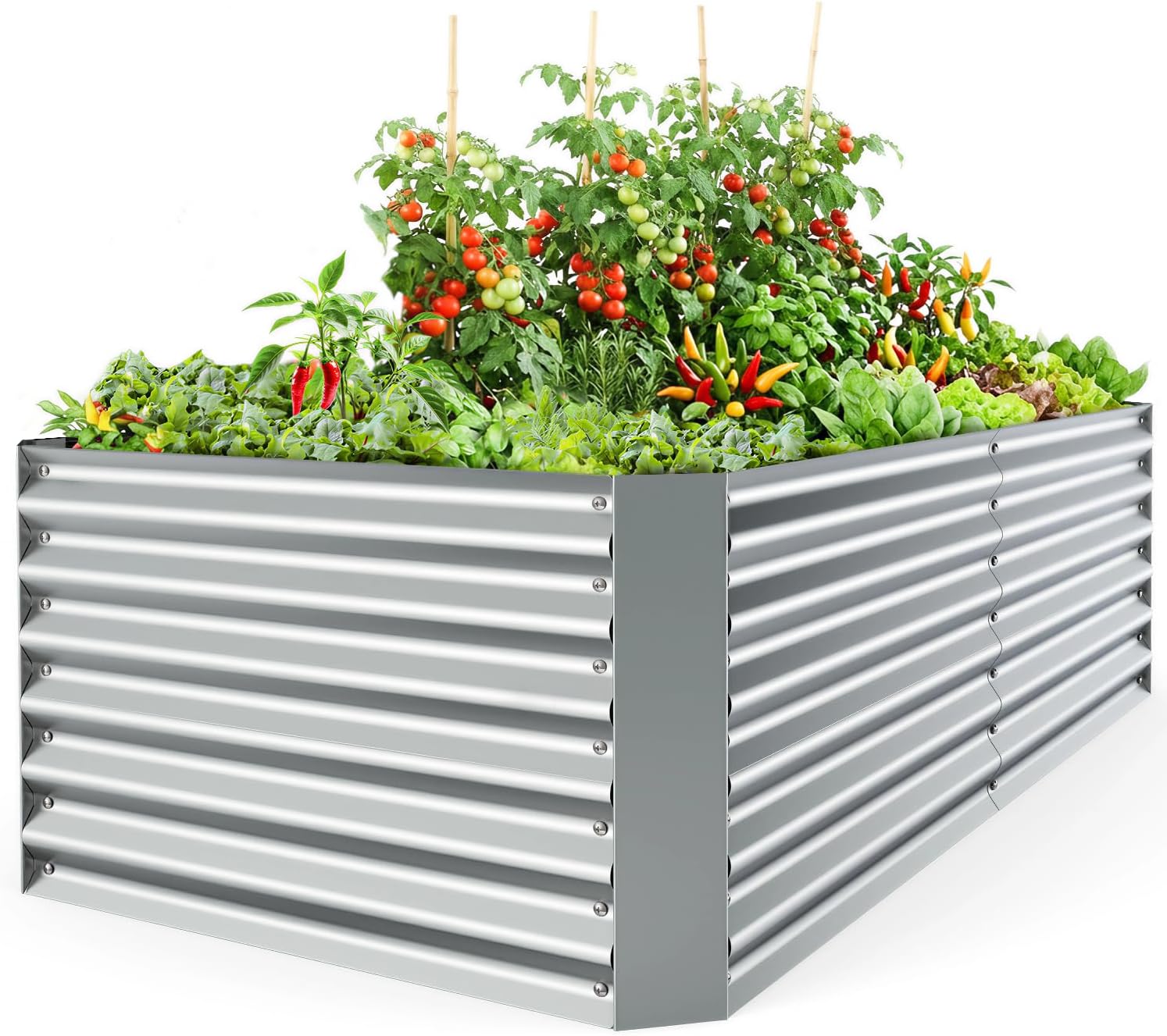 Ohuhu Jardineras Exterior Grandes 180x90x60cm para Jardín, Huerto Urbano Terraza para Plantar Todo Tipo de Vegetales, Hierbas y Flores, Maceteros Exterior Elevados de Acero