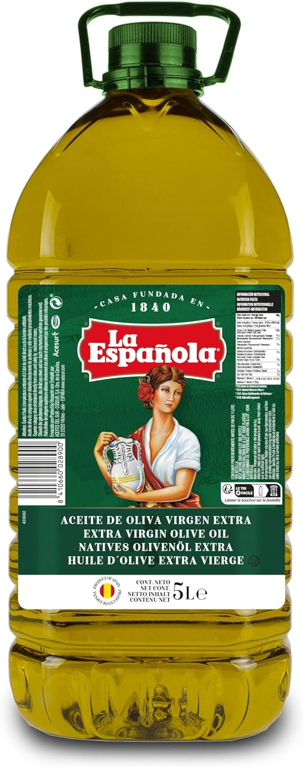 LA ESPAÑOLA Aceite de Oliva Virgen Extra Selección Mediterránea, Garrafa 5L, AOVE de Sabor Equilibrado Ideal para Cocinar y en Crudo