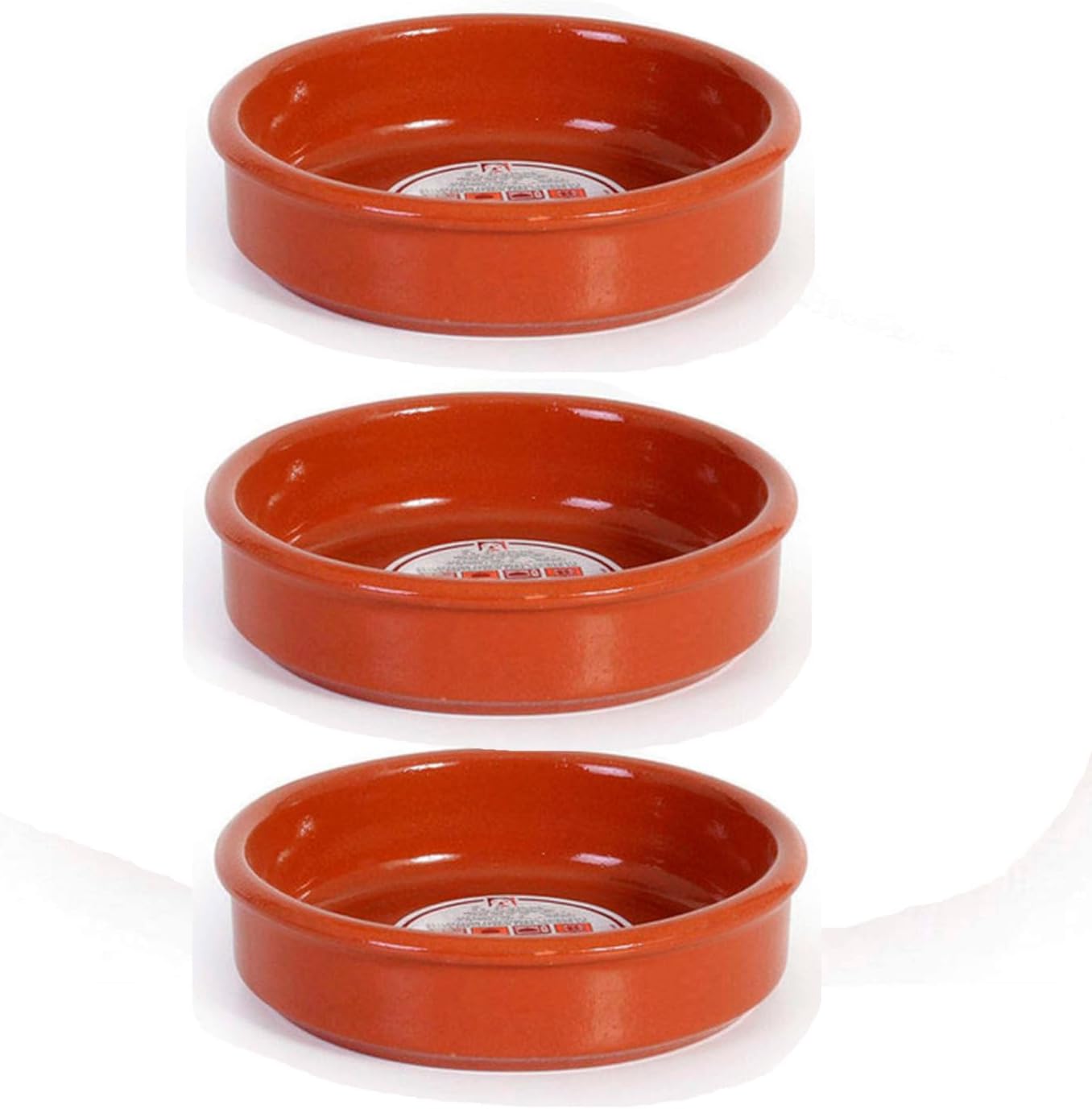 Acan Tradineur - Pack de 3 cazuelas Redondas de Barro - Aptas para vitro y Horno - Ideales para guisos y asados caseros – Ø 14 cm