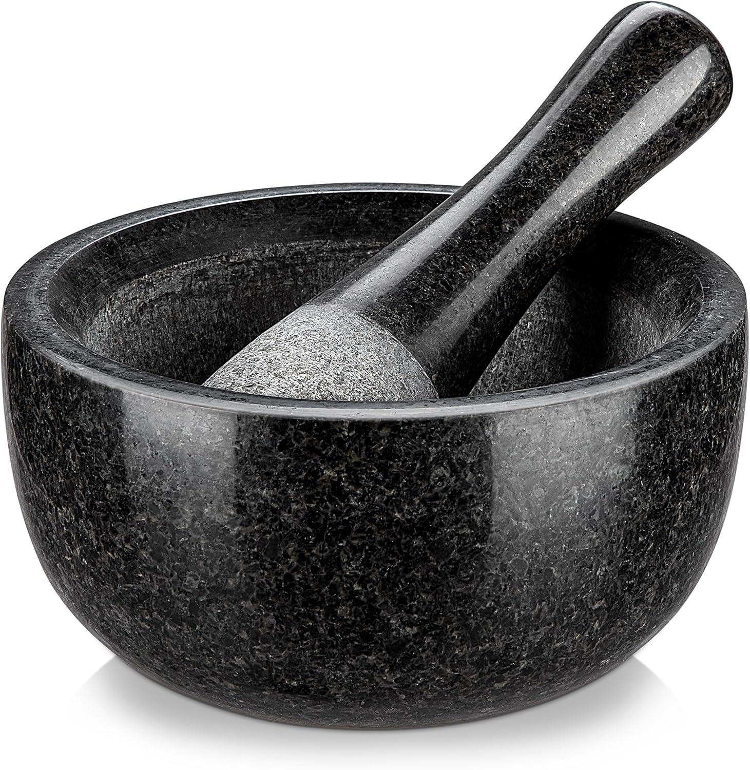 Velaze - Mortero y Millón de cocina de granito, para especias y hierbas, diámetro de 16 cm, color piedra natural
